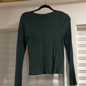 Madewell green  Ribbed Long Sleeve Sweater. Boat neck medium